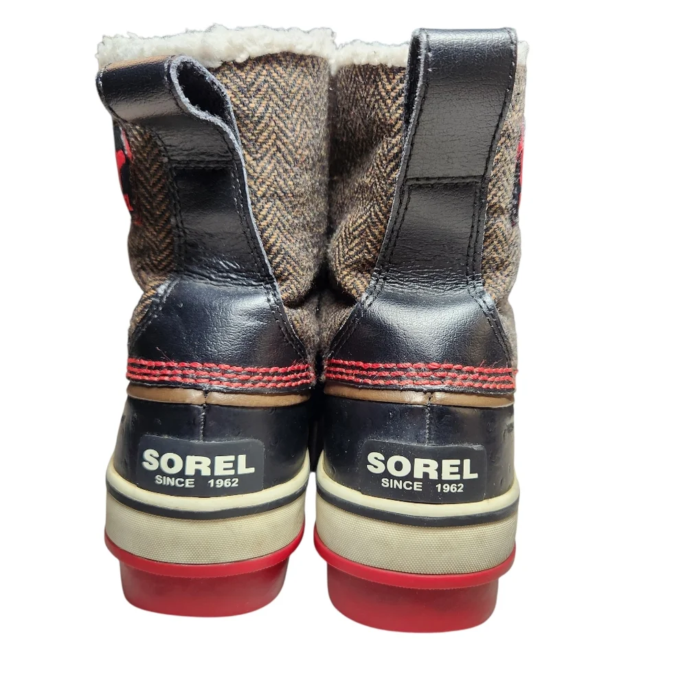 Sorel Tivoli II Herringbone Winter Snow Boot Insulated Black Fleece Duckboot 5.5
